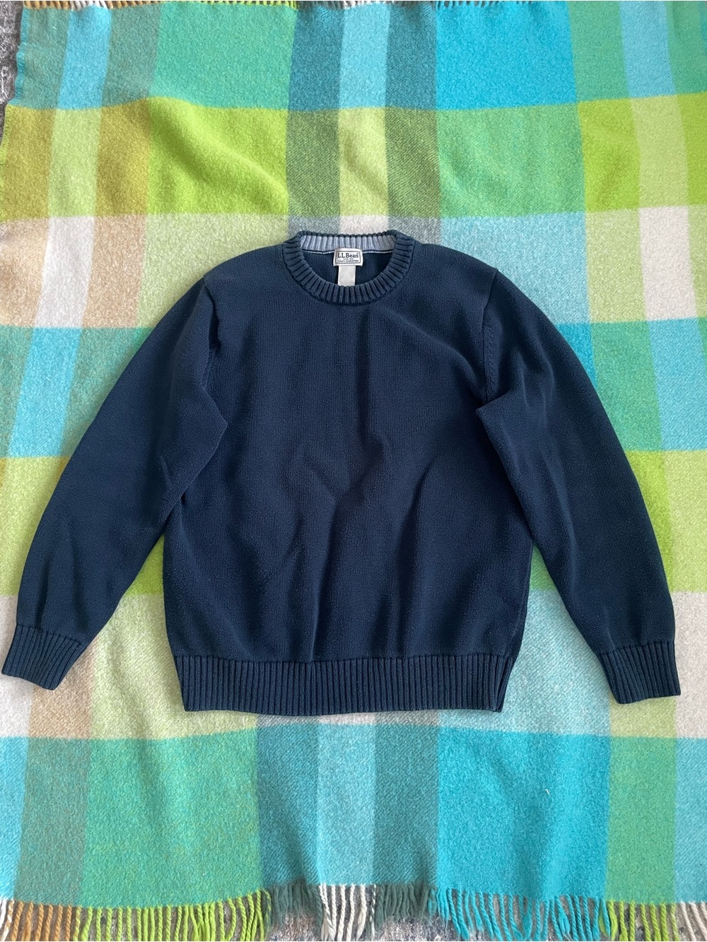 L.L Bean Navy Knit Crewneck Sweatshirt